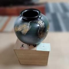 信楽焼 花器・花瓶 グレー・金色 - メルカリ