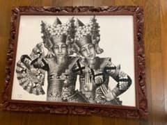 ☆寄付チャリティー様専用☆バリ　ウブド　大型絵画　額のサイズ74✖️95✖️3のサムネイル
