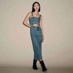 デニムビスチェ＆ロングスカート セットアップのサムネイル