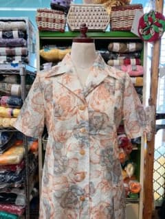 ビンテージ 花柄 レース生地 ワンピース 古着 昭和レトロ 1970‘sのサムネイル