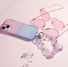 ハンドストラップ 携帯アクセサリー チェーン ピンク ブルーのサムネイル