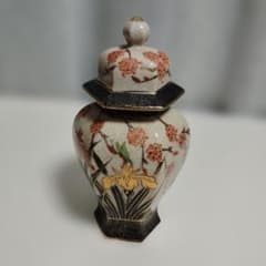 薩摩焼 蓋付壺 花鳥文様 貫入 陶器 - メルカリ