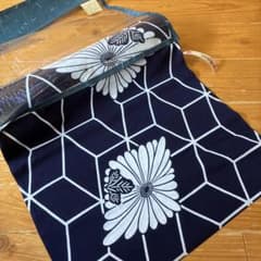 浴衣反物 紺地 菊文様 伝統柄のサムネイル