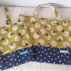 専用ページ○絵本袋+上靴入れ/フレブル水玉のサムネイル
