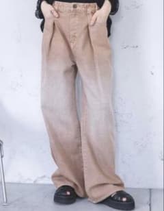 JEANASIS ジーナシス タックデニムワイドパンツ　ピンク