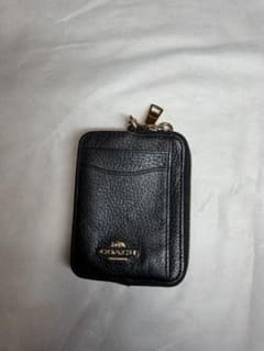 COACH ブラックレザー パスケースカードケースのサムネイル