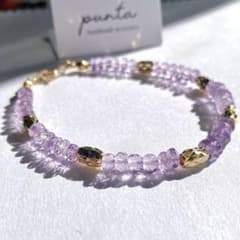 14kgf天然石高品質大粒キラキラピンクアメジストチタンワイヤー