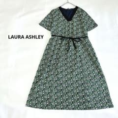LAURA ASHLEY/ローラアシュレイ 花柄ワンピース Ｖネック グリーン系