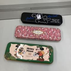昭和レトロ キャラクター 缶ペンケース 筆箱 3点まとめ売り 2段式