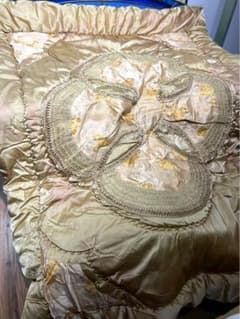 希少 掛布団 昭和レトロ 当時物 サテン インテリア ゴールド