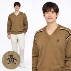 マンシングウェアグランドスラム Vネック ニットウールセーター ペンギンロゴ刺繍