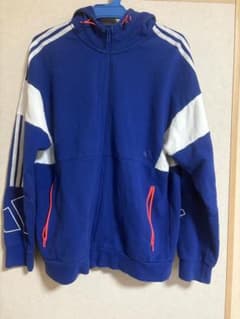 adidas ジップアップパーカー 青 3本ラインのサムネイル