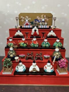 昭和初期　名人吉野喜代二作　木目込み雛15人揃い段飾り　共箱付 m76352666447_1.jpg?1772885608
