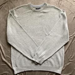 90s basic EDITIONS コットンニット グレー 無地 クルーネック