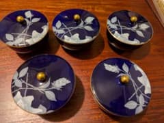 香蘭社 瑠璃 白薔薇 胡蝶蘭 茶器 湯呑み 蓋付き 5客 金彩 - メルカリ