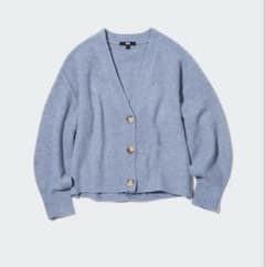 UNIQLO スフレヤーンショートカーディガン 長袖 ブルー Sサイズのサムネイル