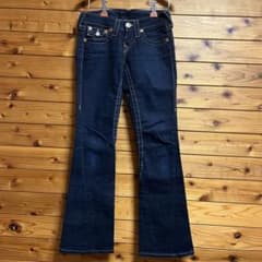 Y2K トゥルーレリジョン JOEY フレアデニム 23 USA製 極太ステッチ