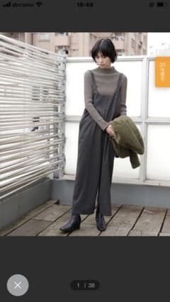 ラコレ　ツイルバッククロスサロペット  チャコールMのサムネイル