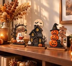 ハロウィン おばけ屋敷 置物 インテリア コウモリ お化け かぼちゃ 3点セットのサムネイル