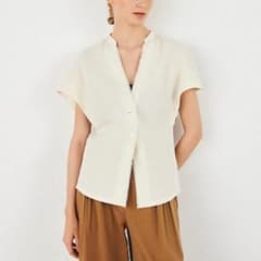 美品24SS DES PRES スパークリネン ハーフスリーブブラウス ベージュ 美品24SS DES PRES スパークリネン ハーフスリーブブラウス ベージュ