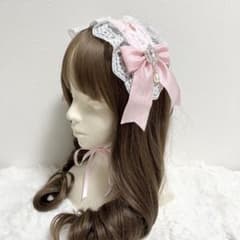 ヘッドドレス ピンク 白 リボンのサムネイル