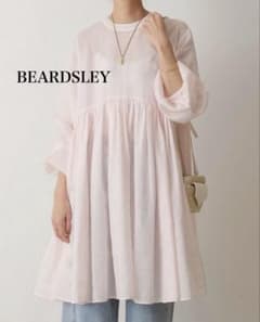 新品未使用】BEARDSLEY ビアズリー リネンギャザーチュニック ピンク系