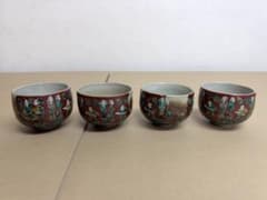 木米 湯飲み 4点セット 人物図 陶器 煎茶碗のサムネイル