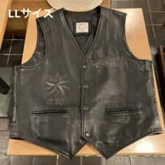 バイクレザーベスト LL 中古 背中にエンジェルの刺繍 - メルカリ