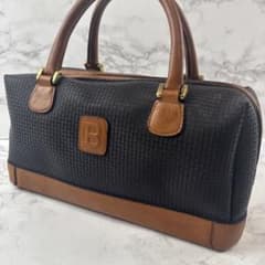 ヴィンテージ BALLY バリー ロゴエンボス PVC×本革 レザーハンドバッグ