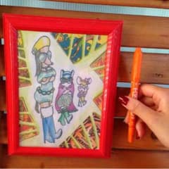 犬 イラスト 額縁付き ハンドメイドのサムネイル