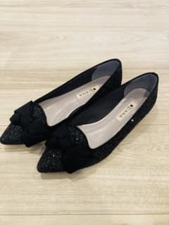 DIANA グリッター フラットシューズ バレエシューズ 黒のサムネイル