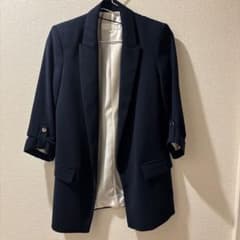 ZARA 七分袖 テーラードジャケット ネイビー XSのサムネイル