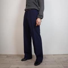 vintage シングルノータックスラックスパンツ ストライプ 紺/PW201