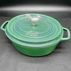 STAUB ストウブ ピコ・ココット オーバル 27cm グリーン チキンノブ