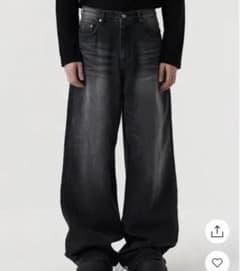 DNSR Signature wide denim pants blackのサムネイル