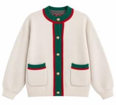 グリーン×レッド ライン ニット カーディガンのサムネイル