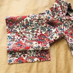 名古屋帯　紅型風　鮮やかな赤のサムネイル
