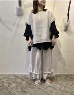 ネストローブ　リネン近江晒しレース2wayパンツホワイトのサムネイル