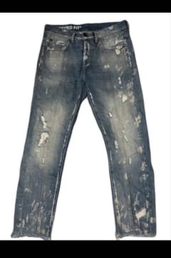 OFF-WHITE CROPPED FIT ダメージデニム 28 - メルカリ