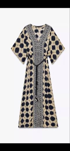 【新品未使用】ZARA プリント柄カフタンワンピースのサムネイル