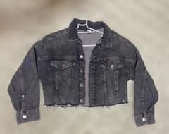 &DENIM クロップド丈 デニムジャケット ブラック XSのサムネイル