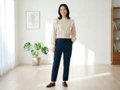 【美品】mily bilet ピンタックフリルブラウス アイボリー 長袖 Sのサムネイル