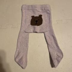 クマ刺繍のベビータイツ 薄紫色　GAPのサムネイル