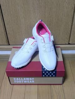 【新品未使用】◆Callaway ゴルフシューズ 24cm ホワイト/ピンクのサムネイル