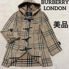 バーバリーロンドン ダッフルコート ノバチェック ウール レザー ベージュ L バーバリーロンドン ダッフルコート ノバチェック ウール レザー