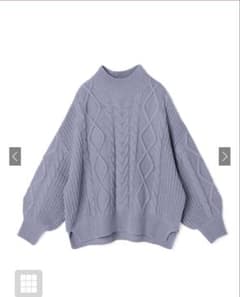 ケーブル編みスリットヘムニットトップス ブルー ［mb1029］のサムネイル