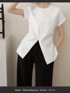 フロントスリット 半袖Tシャツ ホワイト Mサイズのサムネイル