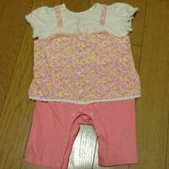 サロペット風カエルロンパース 80 一枚でオシャレ♪のサムネイル