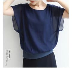 レイタンさま専用【新品】シフォンブラウス  ネイビーのサムネイル