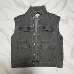 H&M デニムベスト グレー Mサイズ - 4